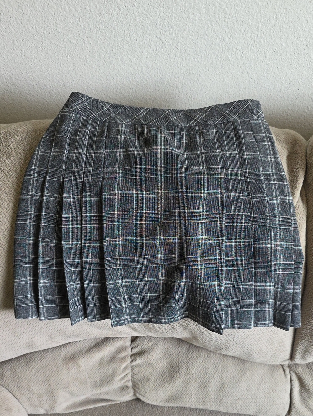 ASOS Petite Gray Plaid Pleated Mini Skirt